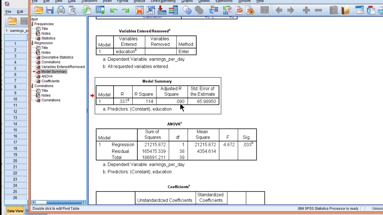 V12.2 - Bivariate Regression in SPSS