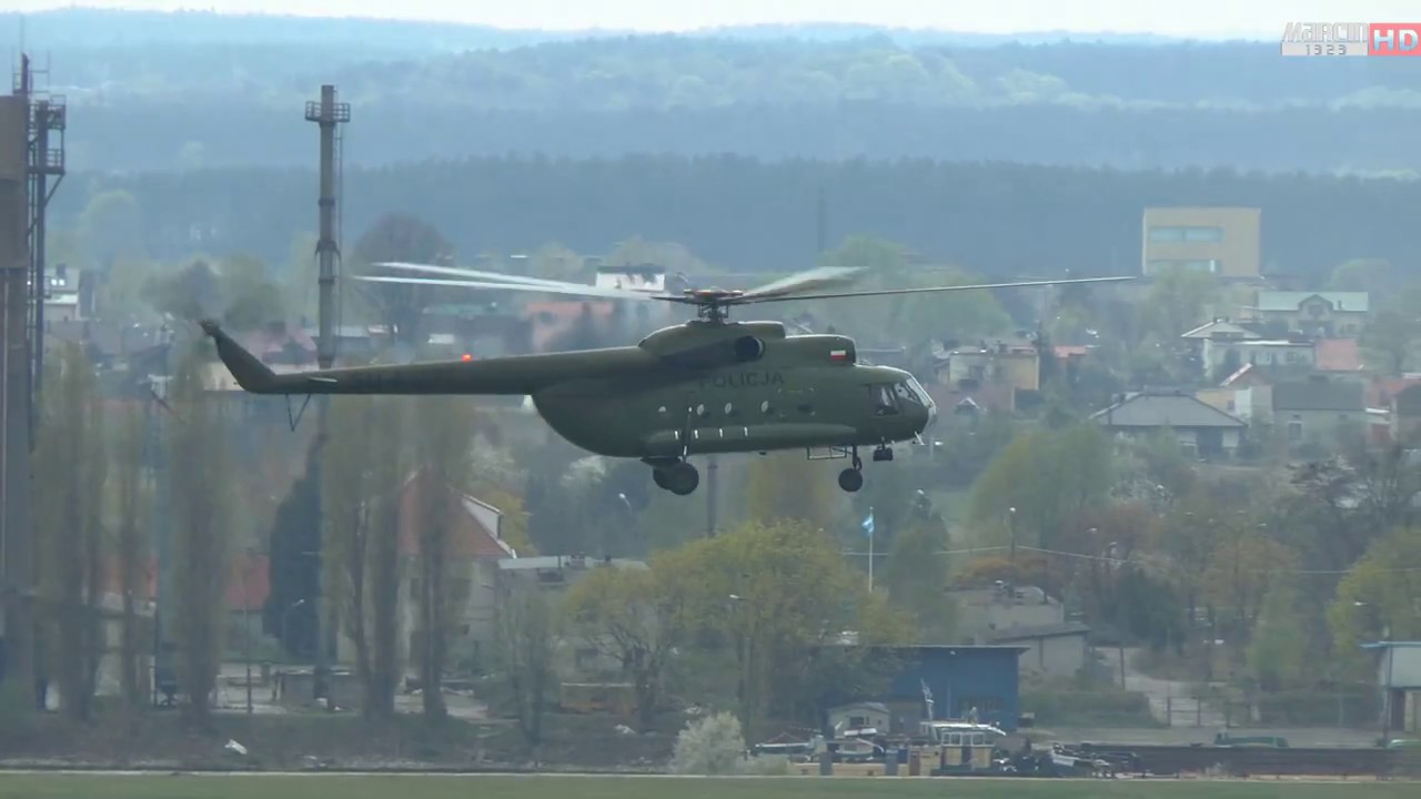 śmigłowiec policyjny mi8 - poszukiwania nad Płockiem 15 04 2017