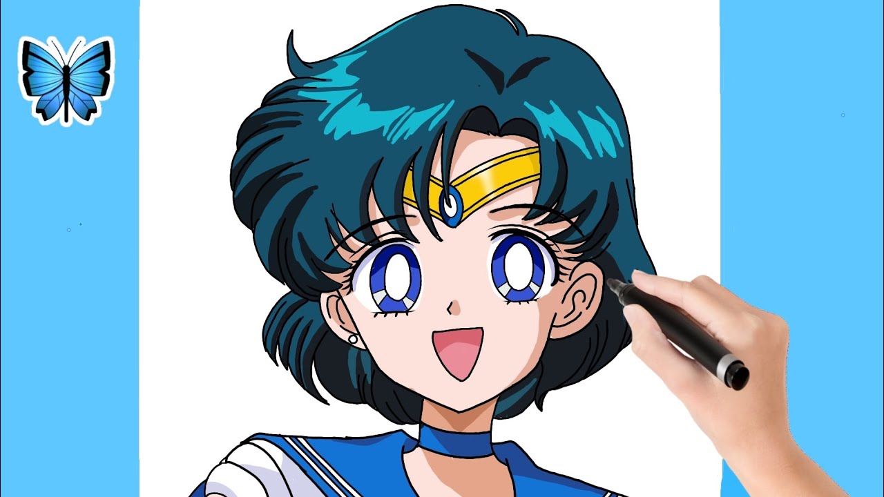 How to draw Sailor Mercury from Sailor Moon Step by Step