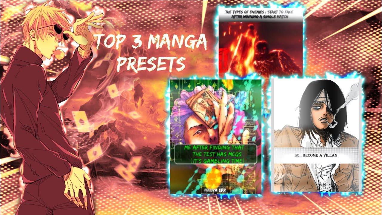 TOP 3 VIRAL MANGA EDITS PRESETS ( +XML) #manga #mangaedit #preset #alightmotion #edit 