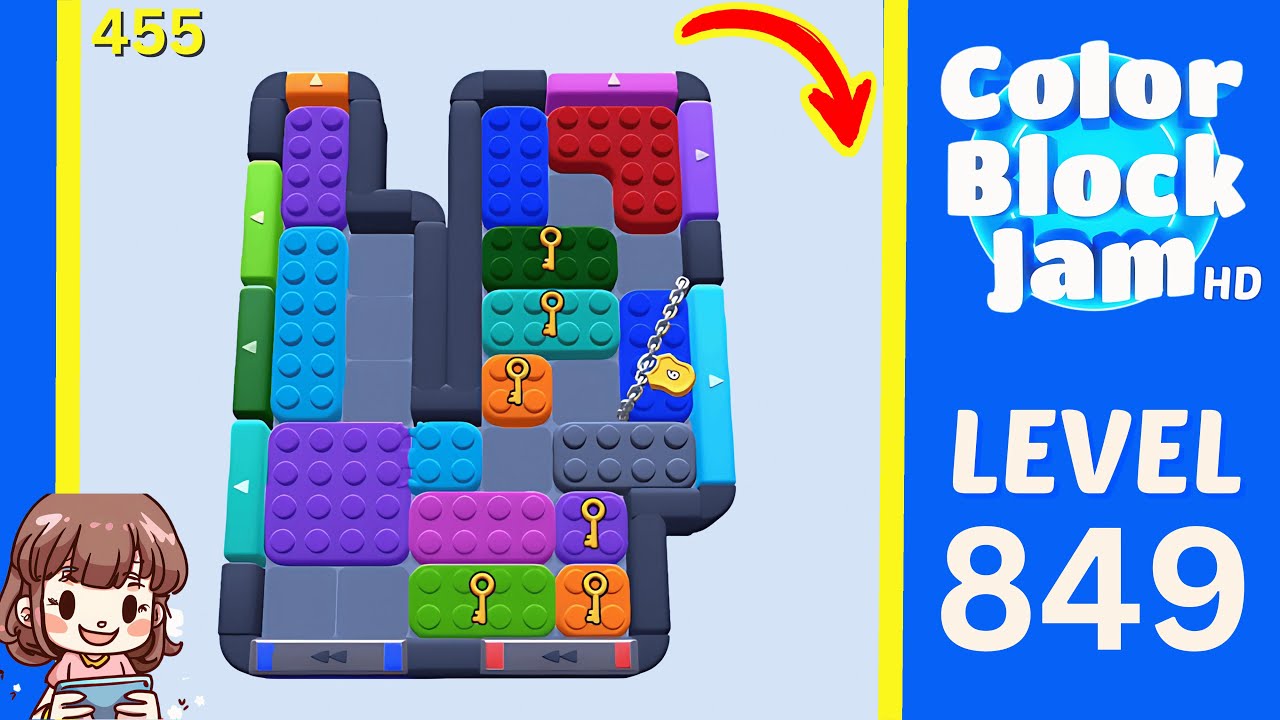 Color Block Jam Level 455 (849) Solution Walkthrough
