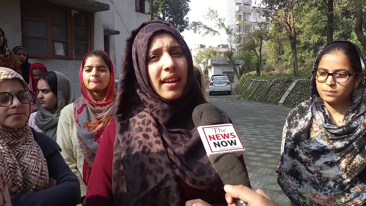 Girls if Gujjar Bakarwal hostel protest against Warden