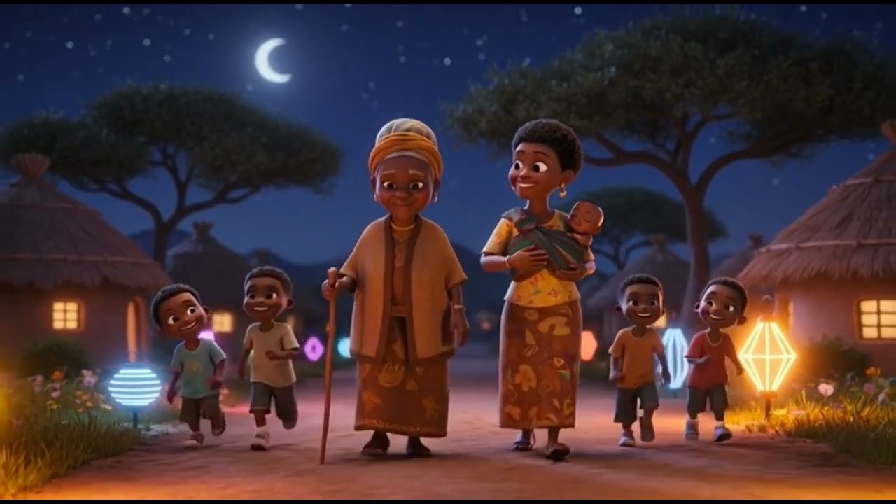 African Kids Cartoon Bedtime Song 🌙 | Peaceful Ghana Lullaby | 4K Animation