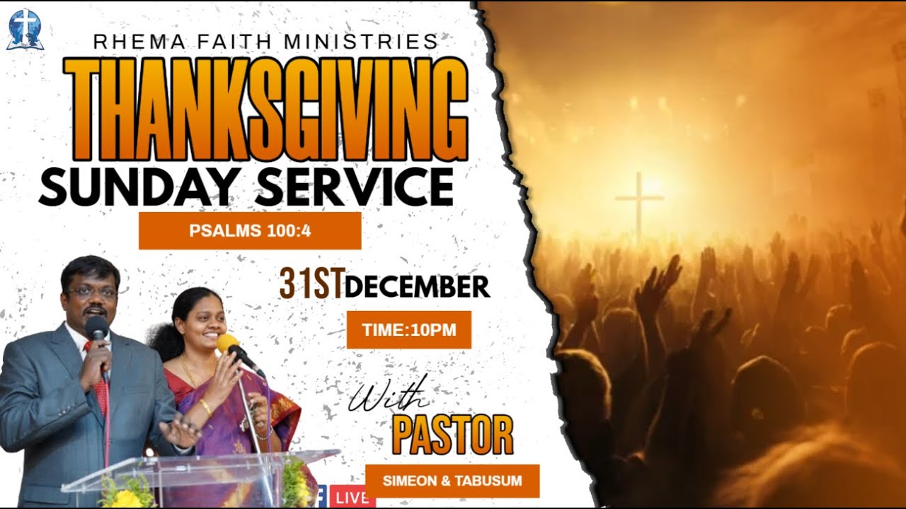 Rhema Faith Centre | 31st Dec 2025 & 2026 New Year Service | Pastor Simeon | Sis.Tabusum