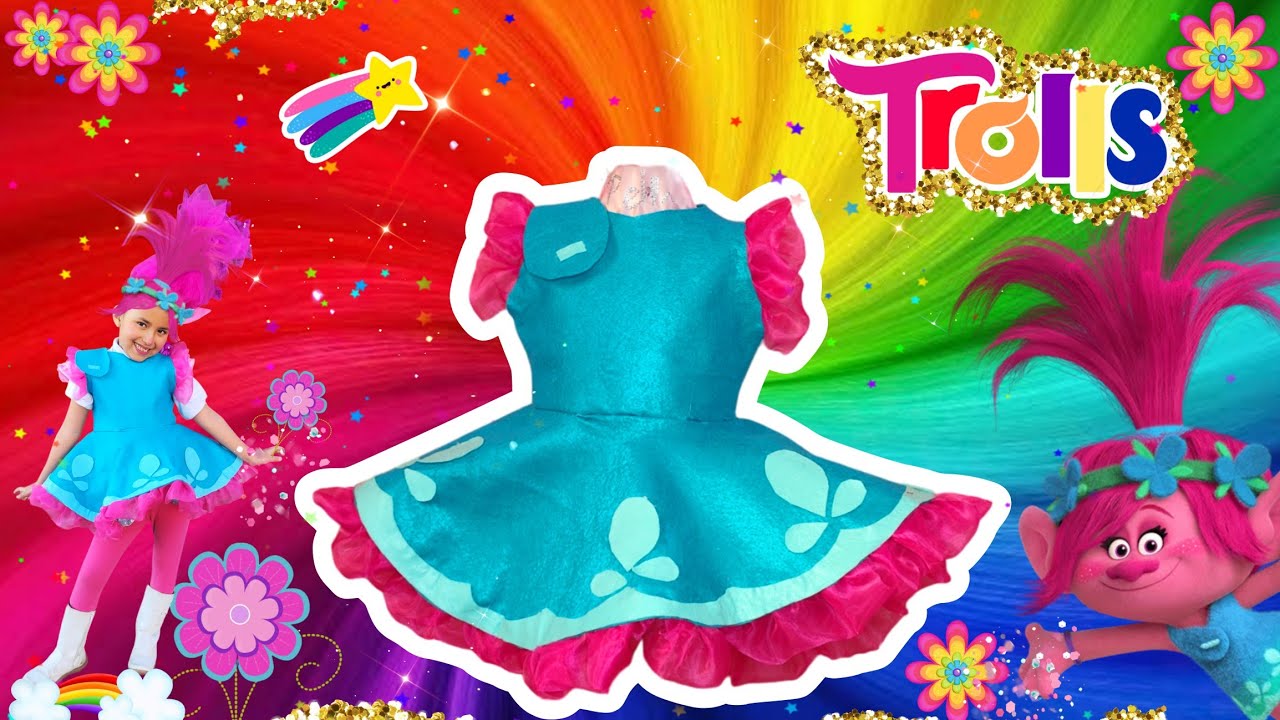 Cómo hacer vestido de Trolls, Poppy, SIN MAQUINA DE COSER