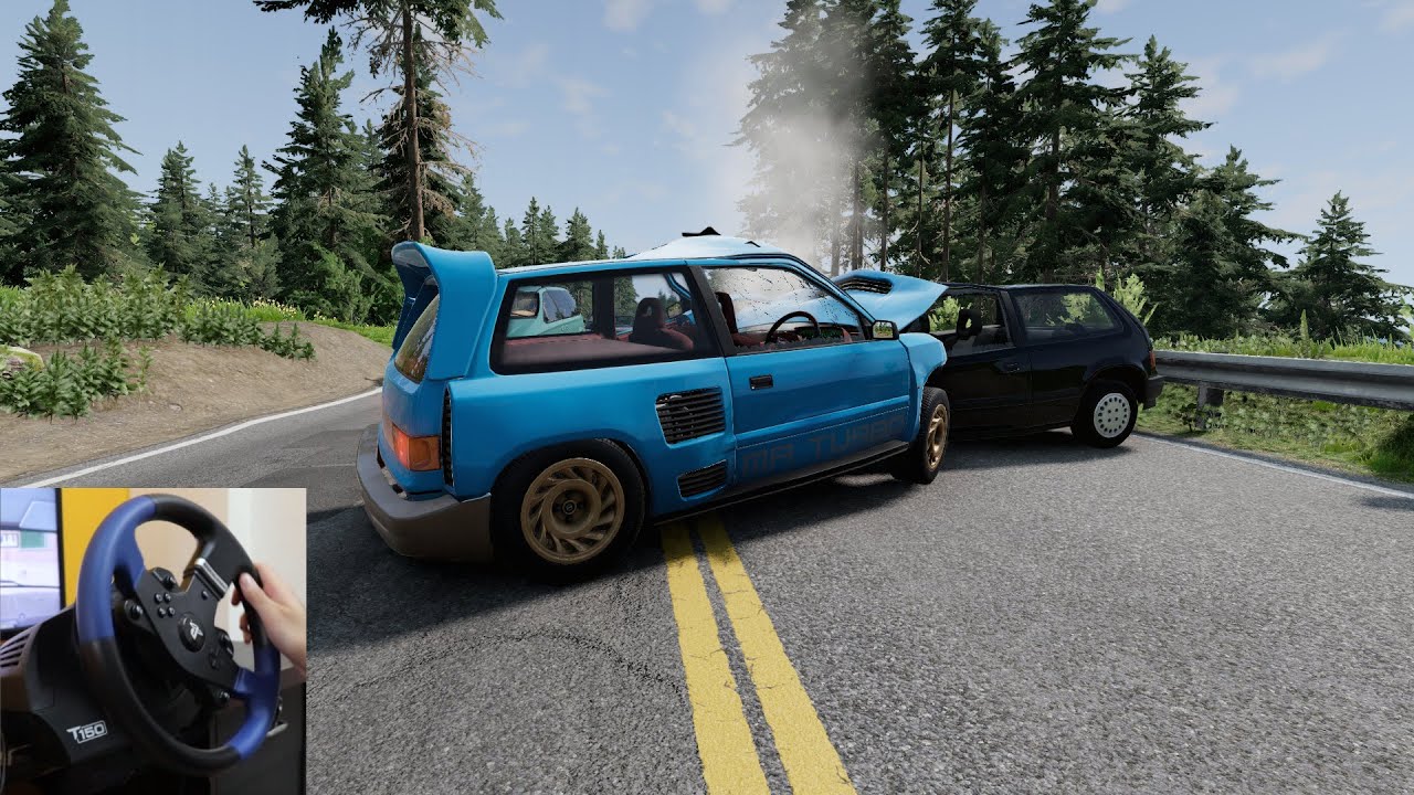I tried delivering cars in BeamNG.drive - Using my Thrustmaster T150 Wheel.