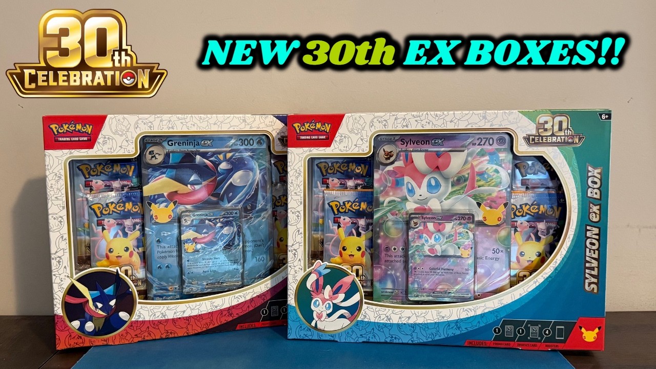 Распаковка НОВЫХ КОЛЛЕКЦИОННЫХ НАБОРОВ POKEMON 30th CELEBRATION SYLVEON и GRENINJA ex!!