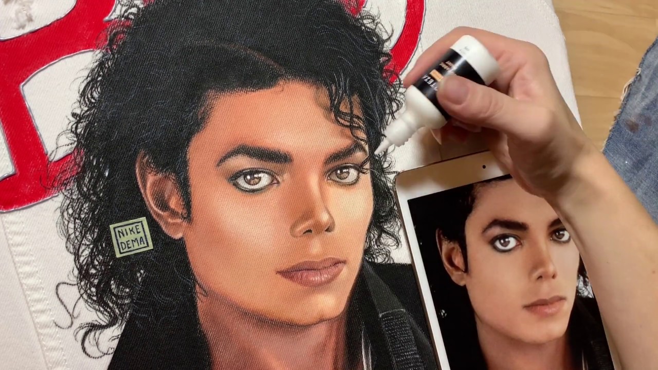 MICHAEL JACKSON PAINTED ON WHITE JEANS JACKET