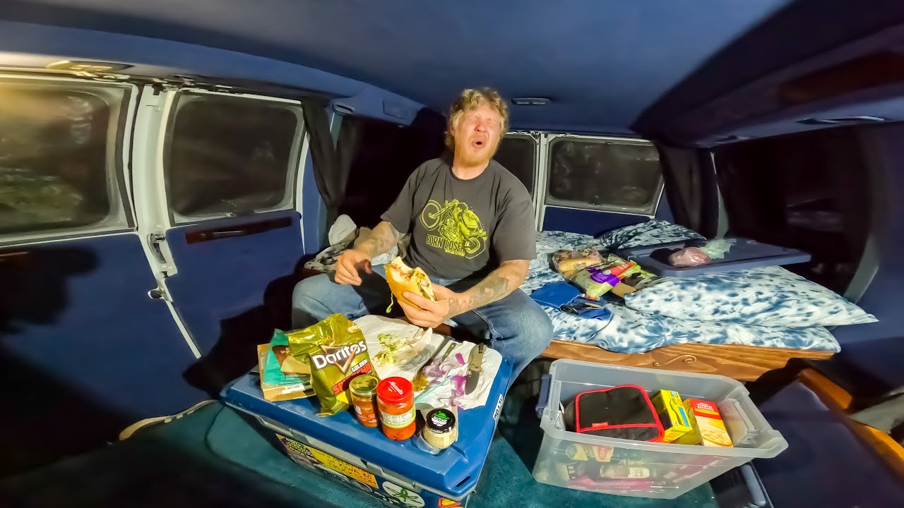 Overnight Van Camping in Rain Showers - Heavy on the Horseradish