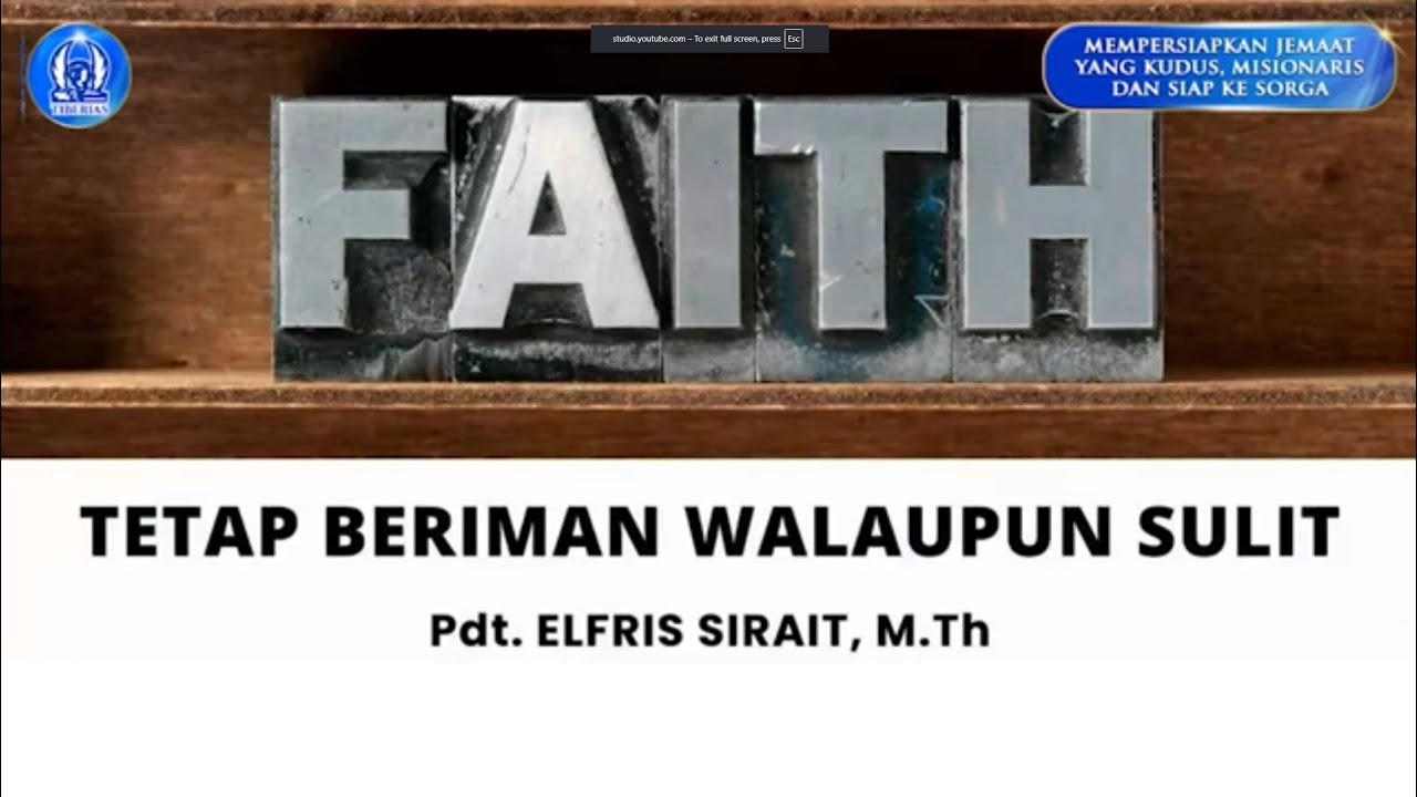 KKR Kuasa Kesembuhan-Pelepasan Resesi | FAITH | Pdt. Elfris Sirait, M.Th.