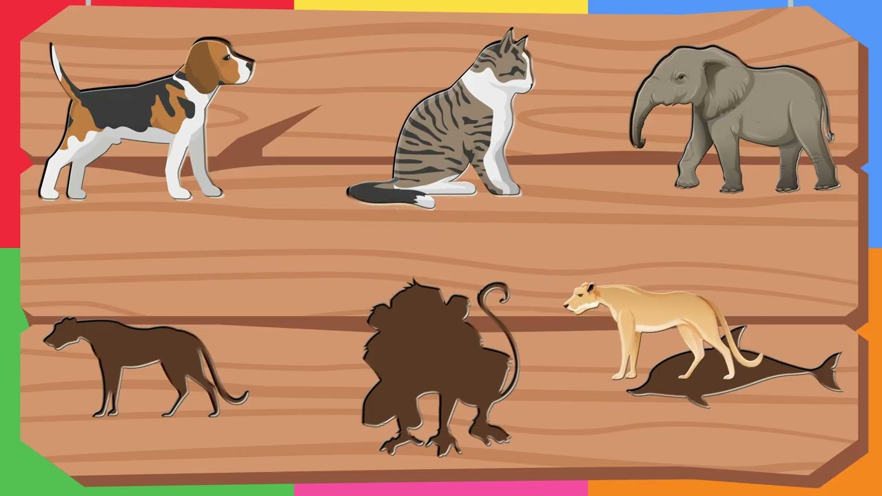 🐘 Игра на сопоставление теней животных | Развивающая игра для детей от 3 до 7 лет