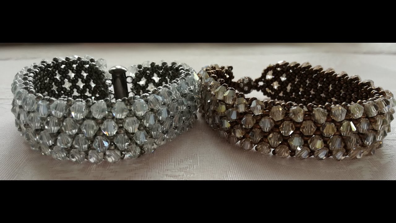 DIY- ÖĞRETİCİ KRİSTAL AĞ ÖRGÜ BİLEKLİK YAPIMI /TUTORİAL HERMOSA PULSERA/CRYSTAL BEADS BRACELET