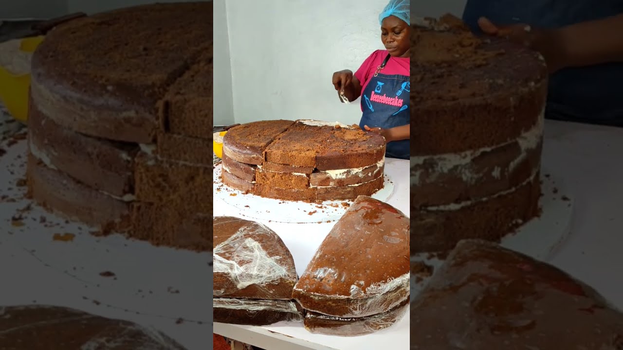 The process of making a huge wedding cake
