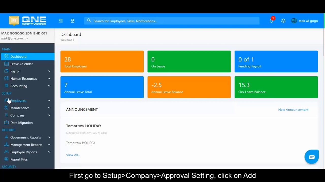 11. Cloud Payroll & HR Software - Setup Approval Setting