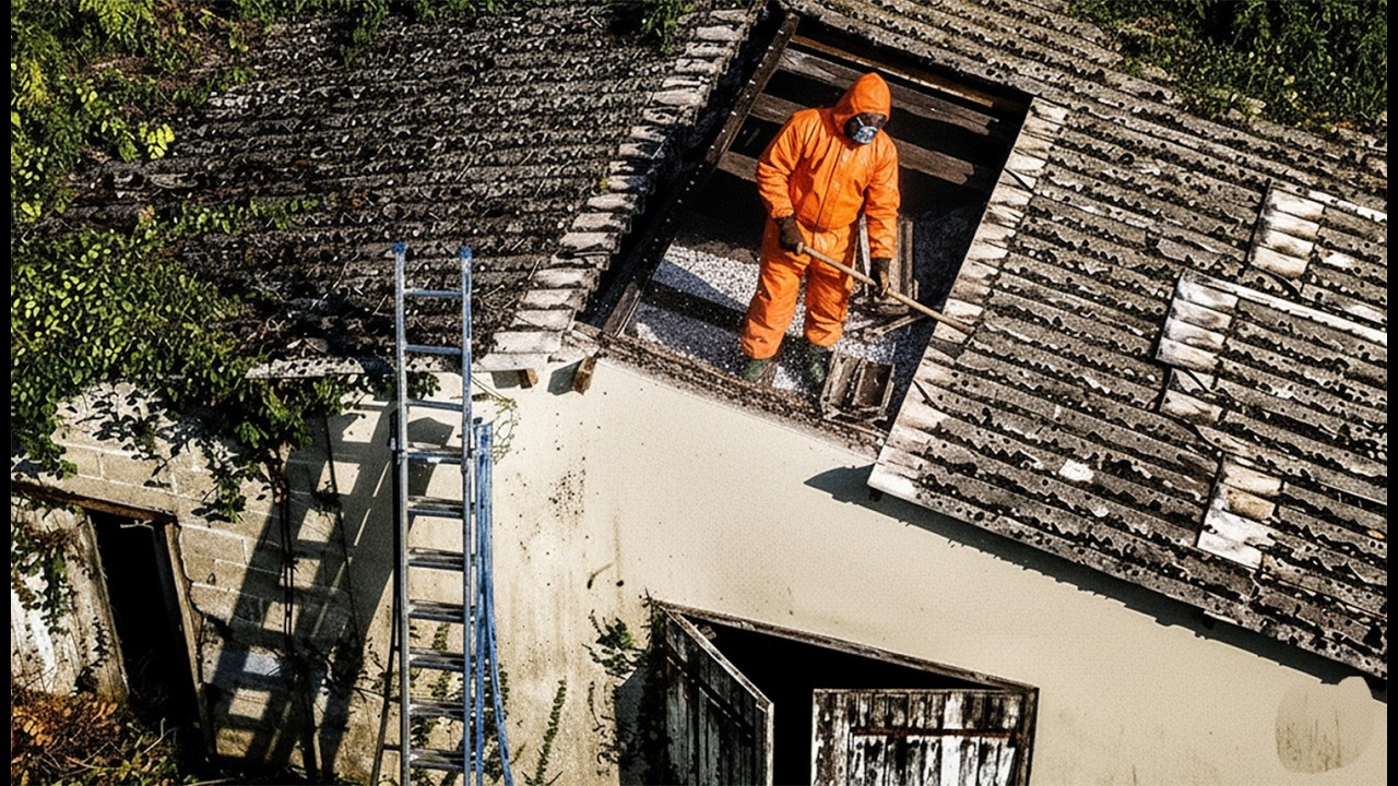 I'm Removing the ASBESTOS Roof Of The Chateau Barrel House