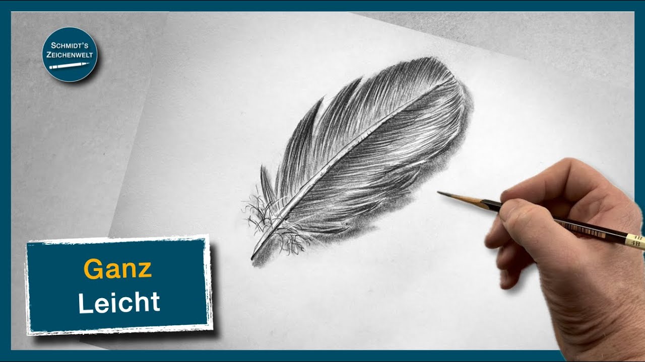 Feder realistisch zeichnen mit Bleistift