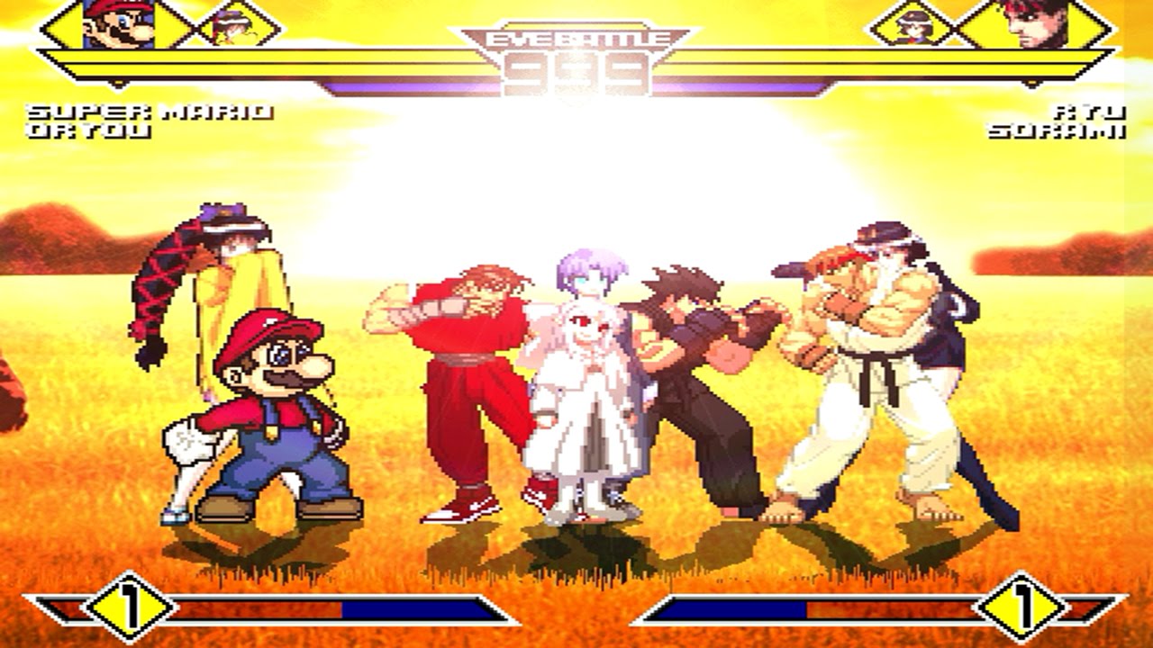 Team Super Mario vs Team Ryu  4v4 Patch MUGEN 1.0 Battle!!!