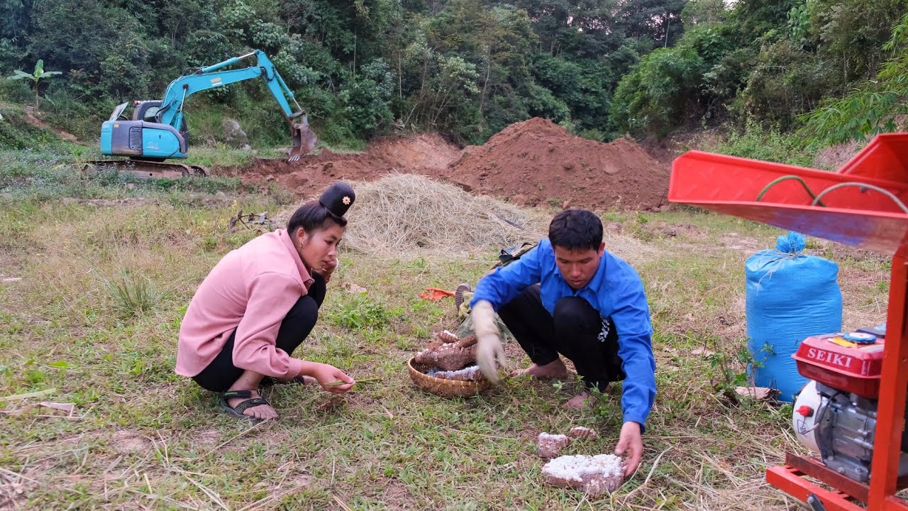 Excavator Expanding Farm, Harvesting Rice, Exploiting Soil Bee Pupa | Family Farm