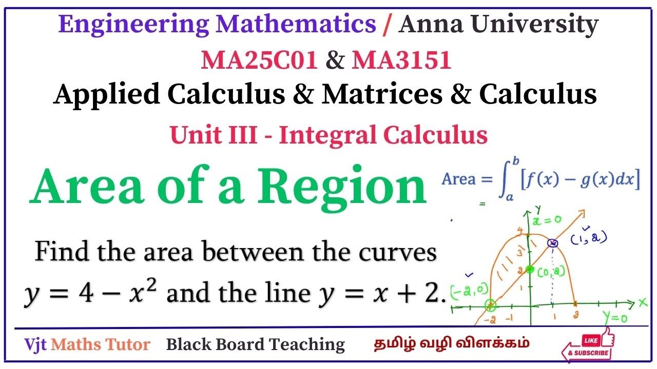 Area of a region | MA3151 | MA25C01 | Unit - III | Integral Calculus | Solved Example Tamil Lecture