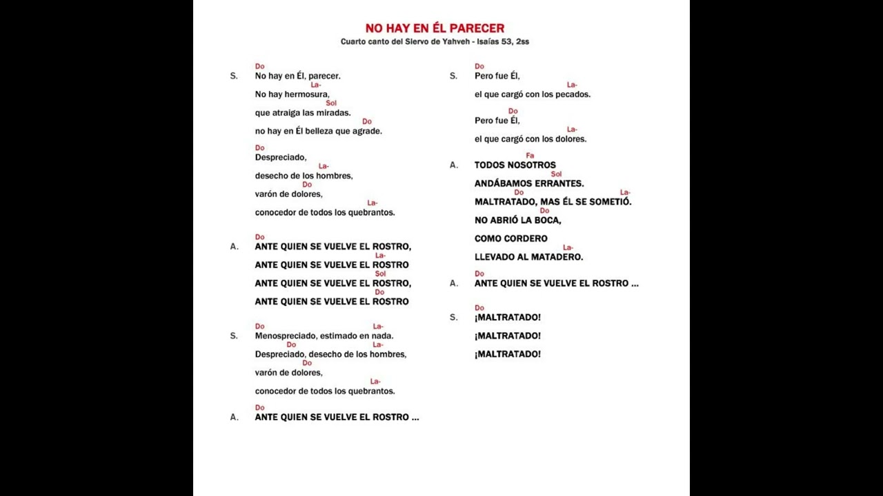 No Hay En Él Parecer - IV Canto Del Siervo De Yahveh (años 80)