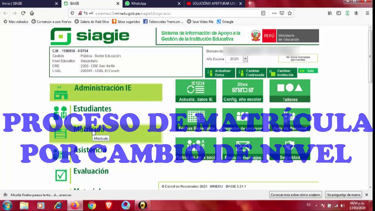 SIAGIE...MATRÍCULA POR CAMBIO DE NIVEL DE PRIMARIA A SECUNDARIA