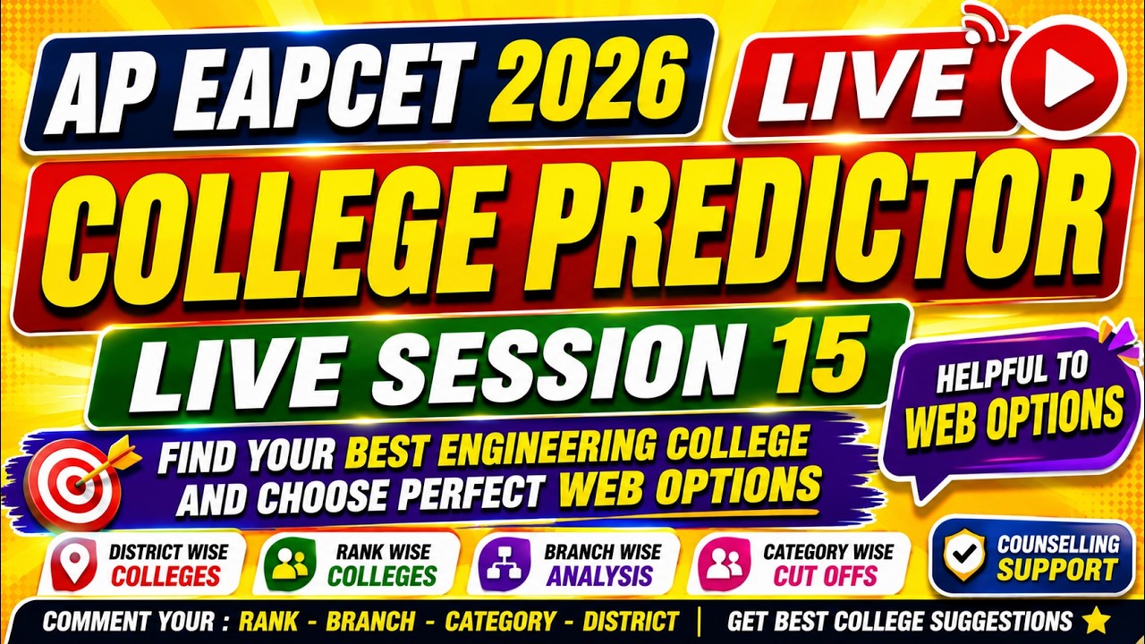 AP EAPCET 2026 College Predictor | LIVE Session 15 | Helpful for Web Options