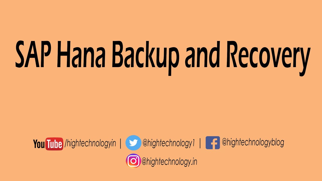 Sap Hana backup and recovery | Database Backup & Recovery Sap Hana