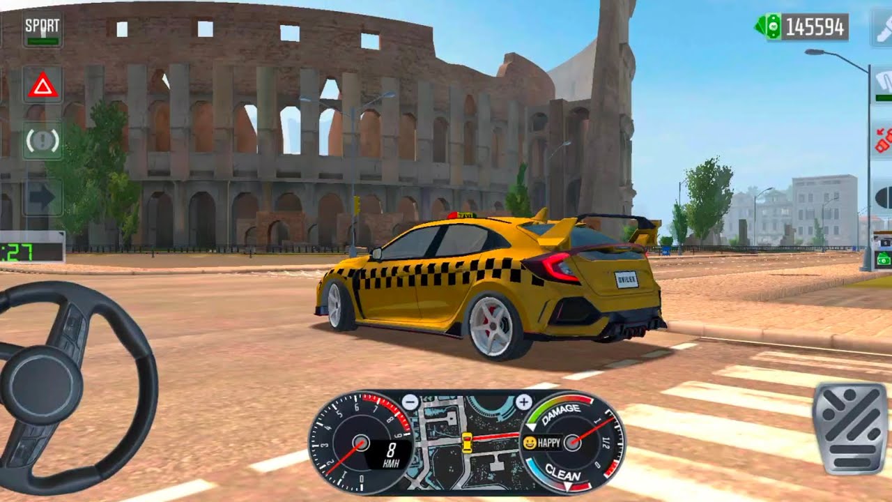 Car Taxi Simulator Evo Gameplay 🎮 Honda Civic R in ROME Map 🗺️ City