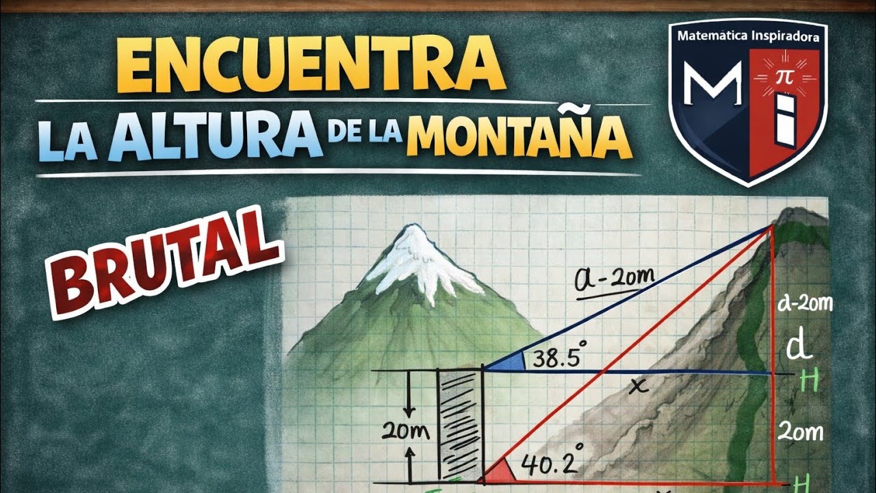 Encuentra la altura de la Montaña - Razones trigonométricas #gedmath #matematicas #trigonometría