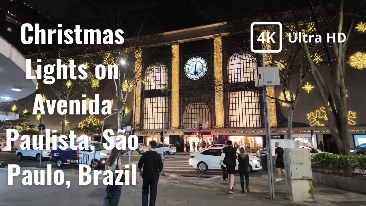4K Ultra HD – Luzes de Natal na Avenida Paulista | São Paulo à Noite, Brasil