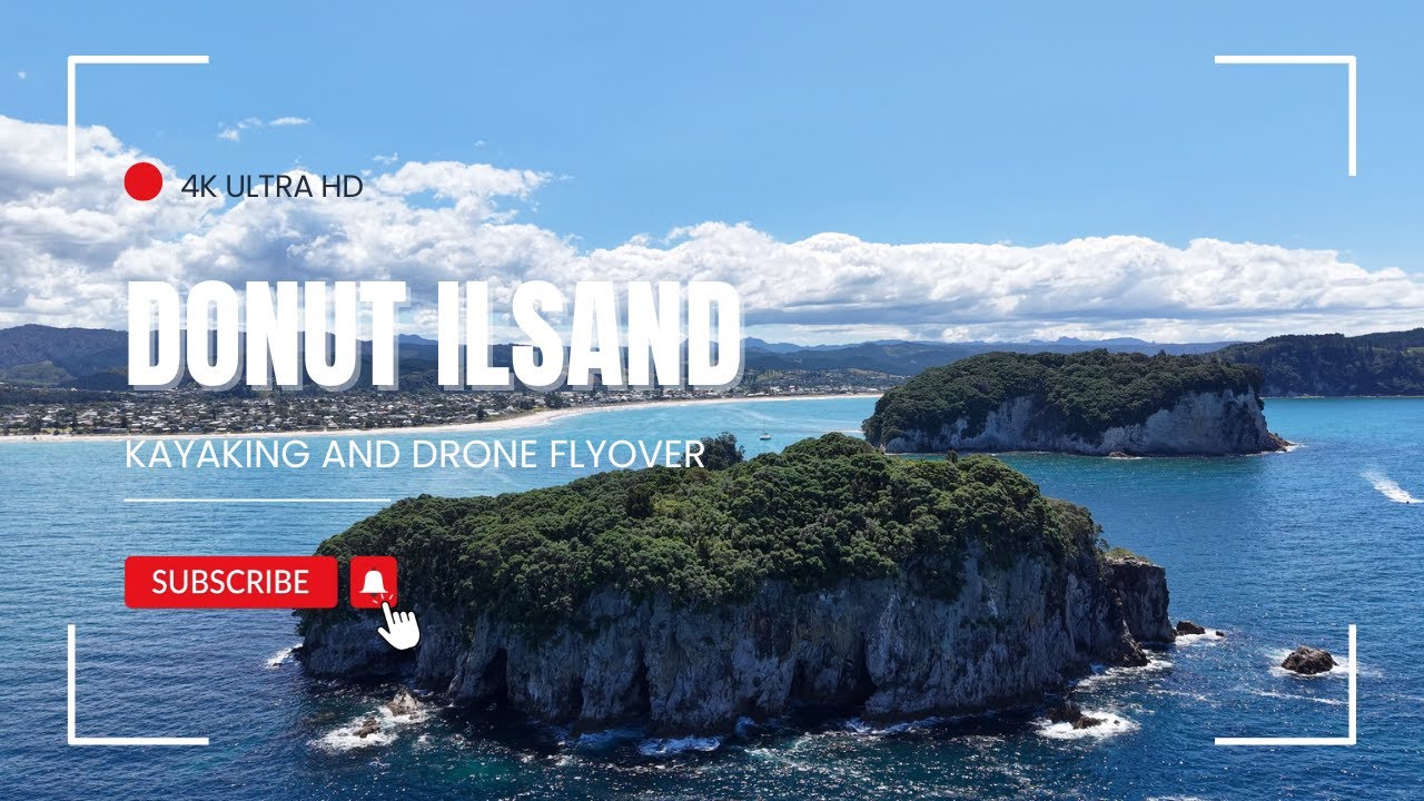 Kayaking Donut Island and drone flyover - 4k - Whangamata - New Zealand