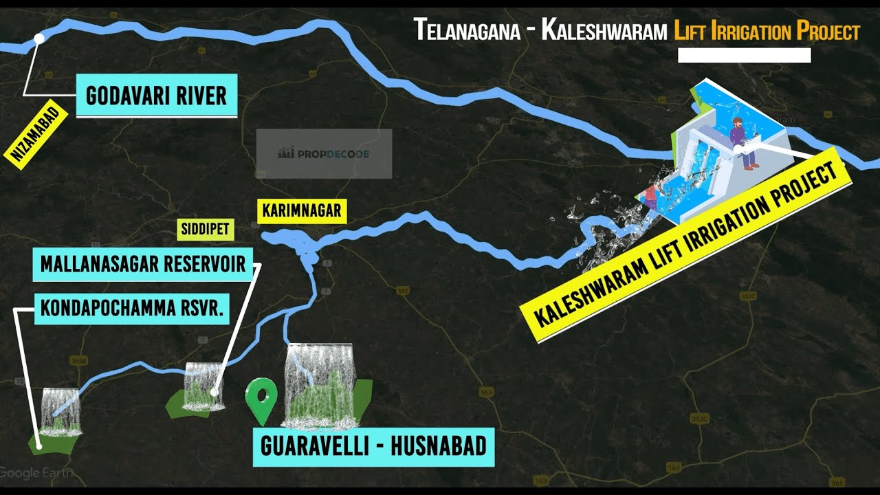 Godavari Water to Hyderabad and Other Telangana Districts via Mallanasagar & Kondapochamma Reservior