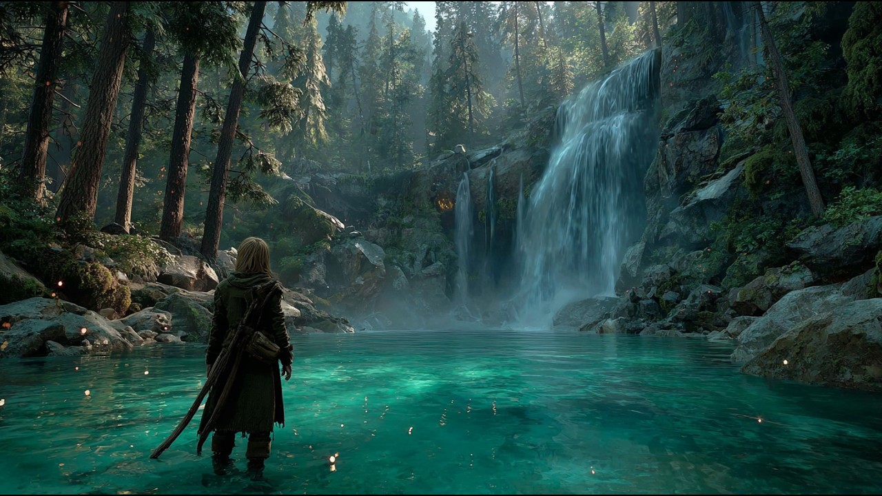 Sanctuary of the Whispering Cascade | Medieval Fantasy Music & Animated Ambience