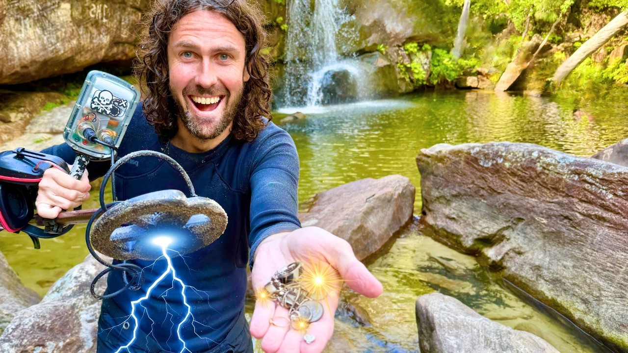I Found A HUGE DIAMOND Metal Detecting In A Waterfall
