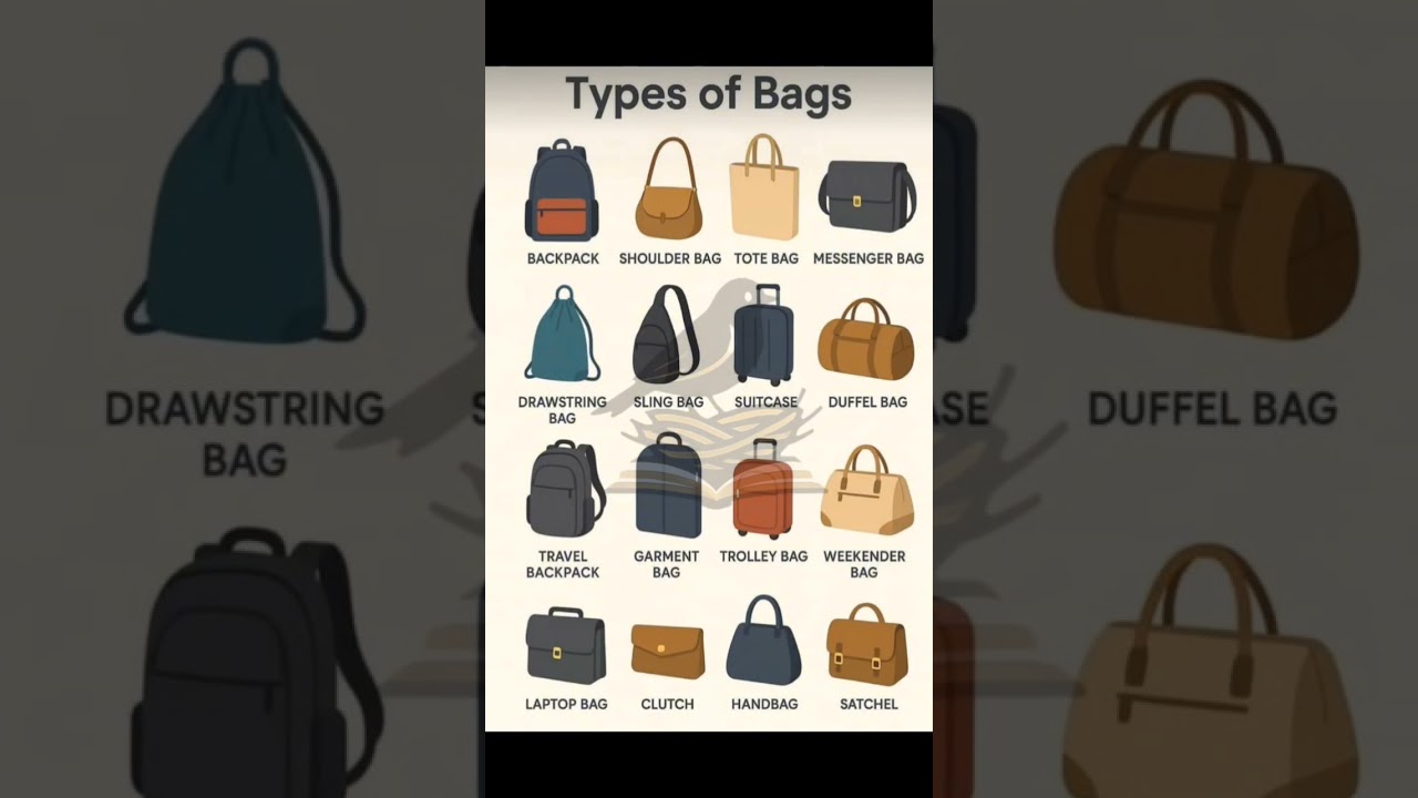 Types of Bags in English | Bag Names with Pictures | Learn Vocabulary Fast