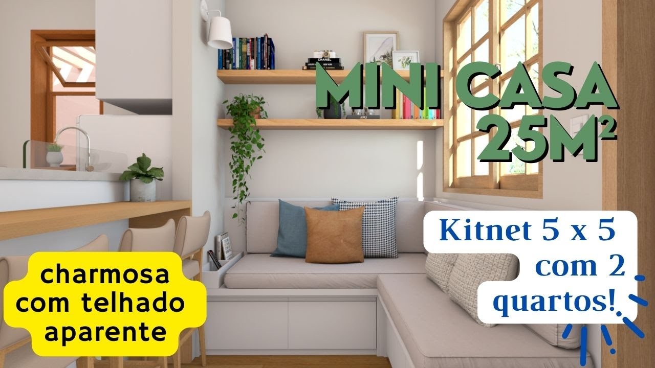 Mini Casa 5x5 - kitnet 2 quartos! Com telhado aparente