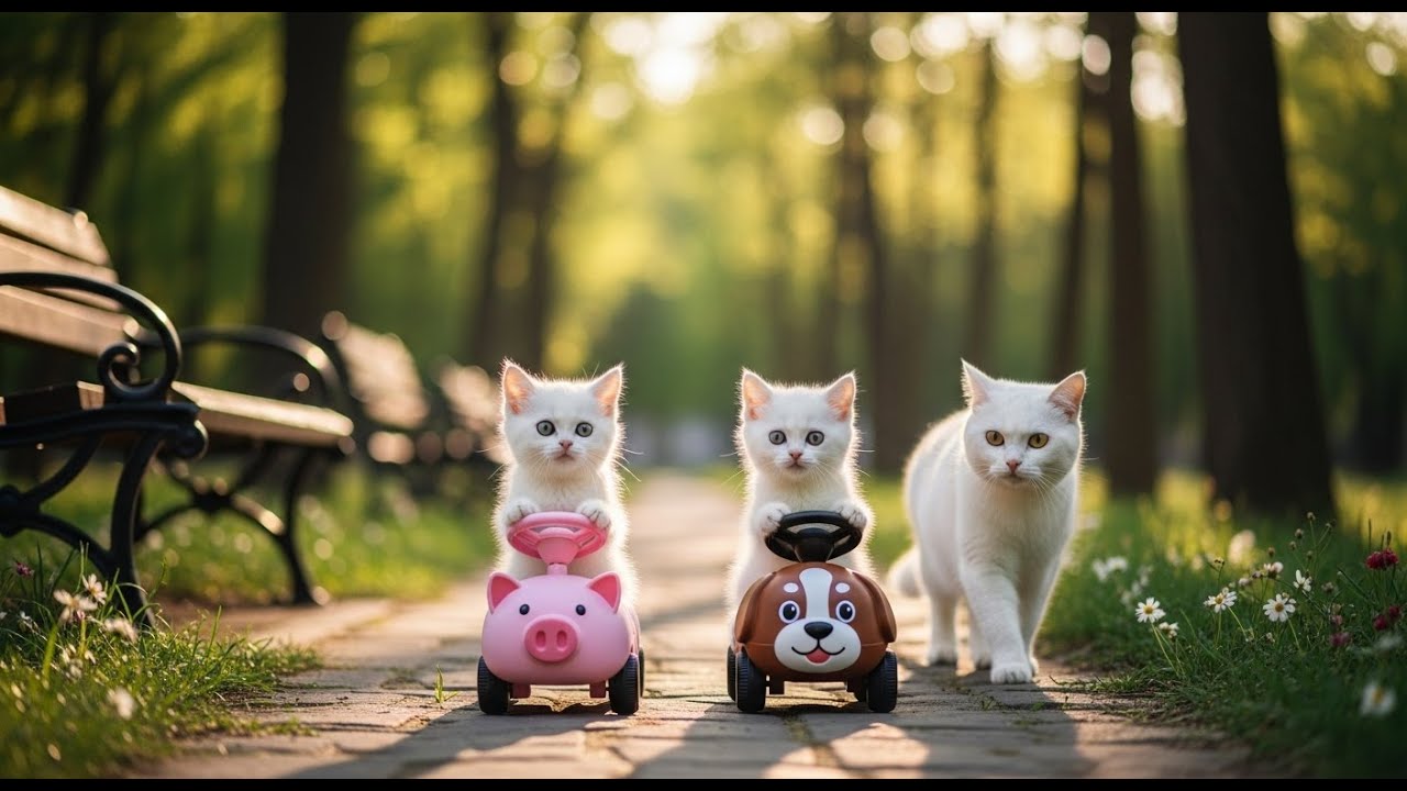 Mama Cat Cuts Fur on the Farm and Crafts Tiger Hats for Her Kittens at Home 🐾🎩🐯