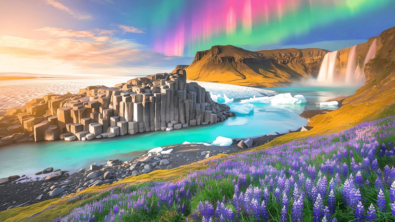 ICELAND NATURE in 4K UHD Drone Film + Relaxing Piano Music for Stress Relief, Sleep, Spa, Yoga, Cafe
