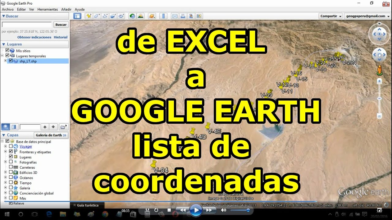 de EXCEL a GOOGLE EARTH - Subir Lista de  Coordenadas utm