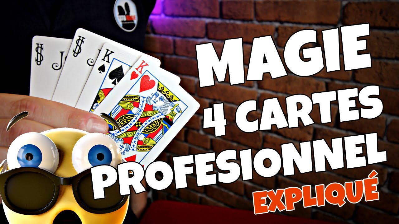 EXCELLENT TOUR DE MAGIE AVEC 4 CARTES DE PRO EXPLIQUÉ !!! (DOUBLE AMBITIEUSE)