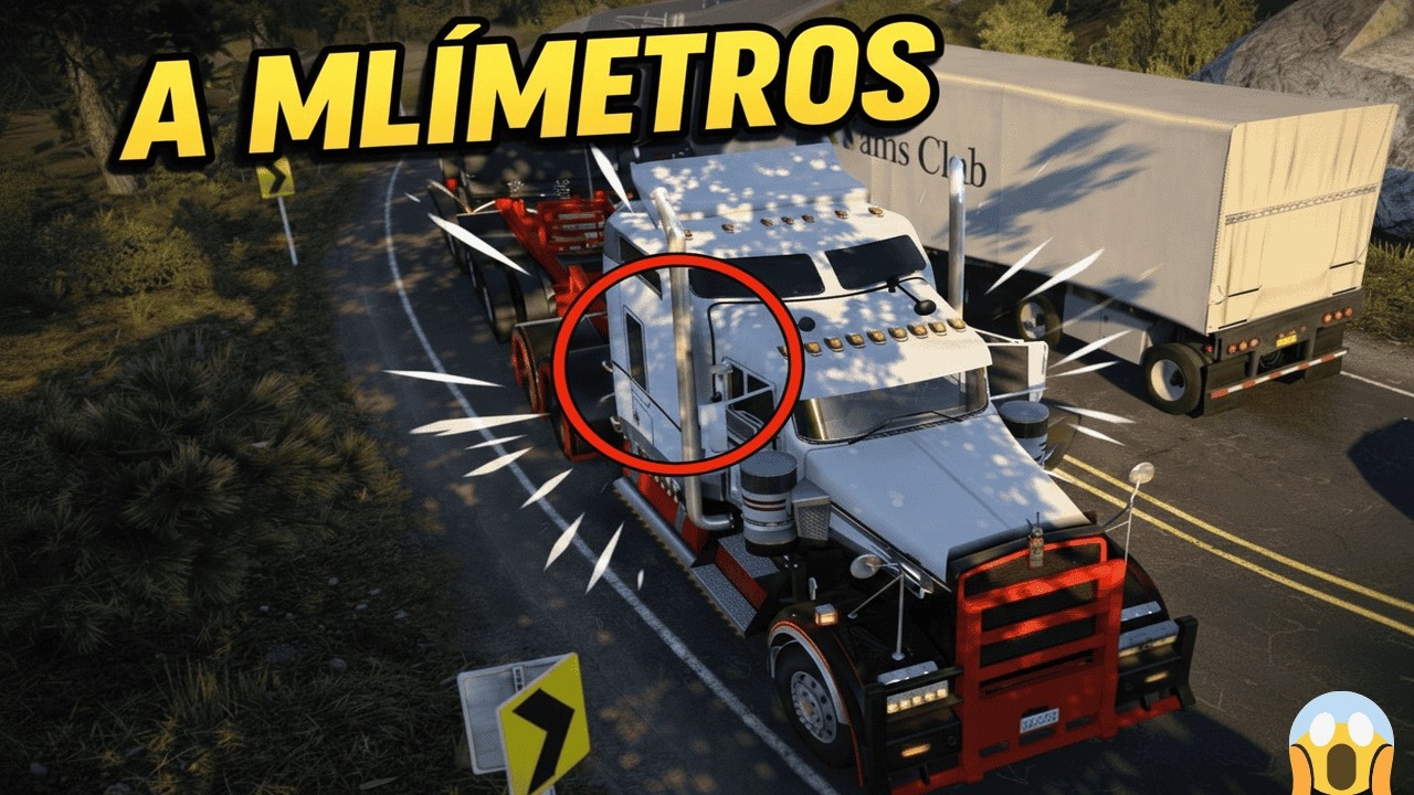 Metí un Kenworth W900 con cama baja triple en estas curvas….