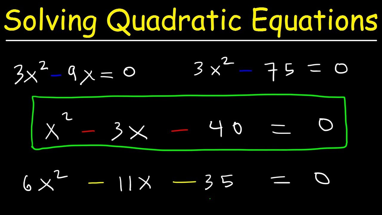How To Solve Quadratic Equations By Factoring - Algebra Introduction