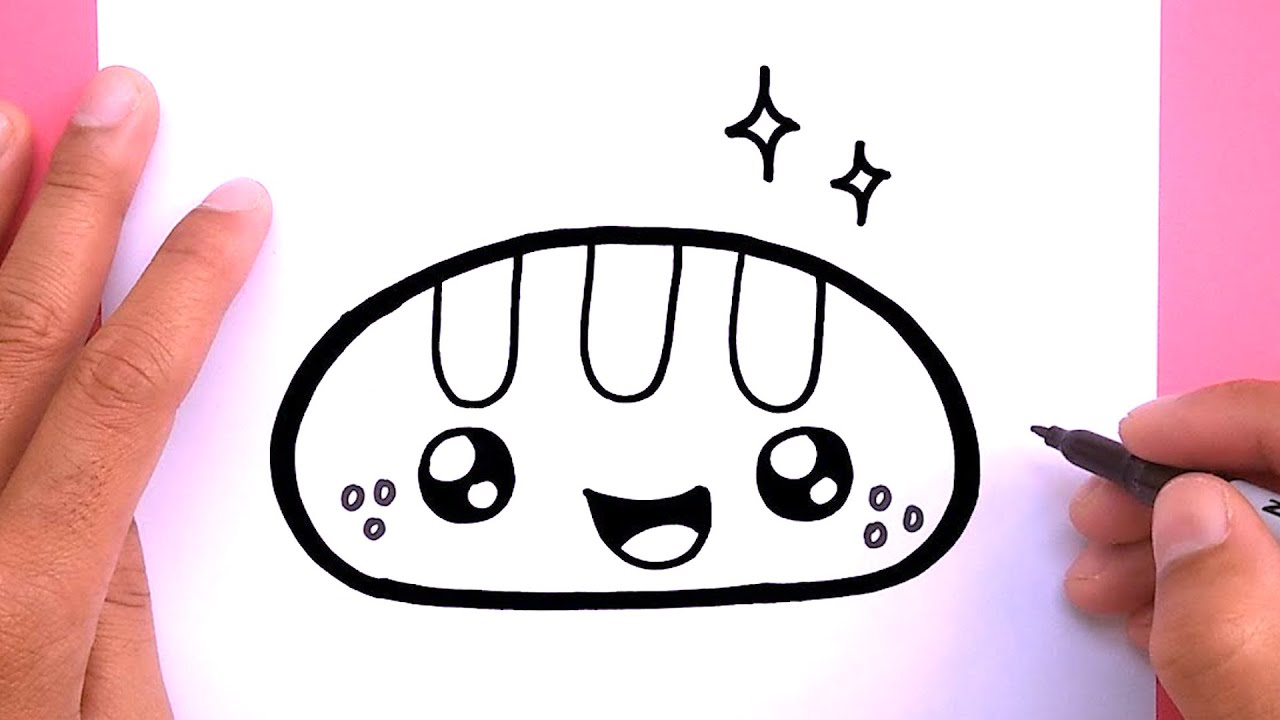 How to draw a cute Bread Step by step, Draw cute things