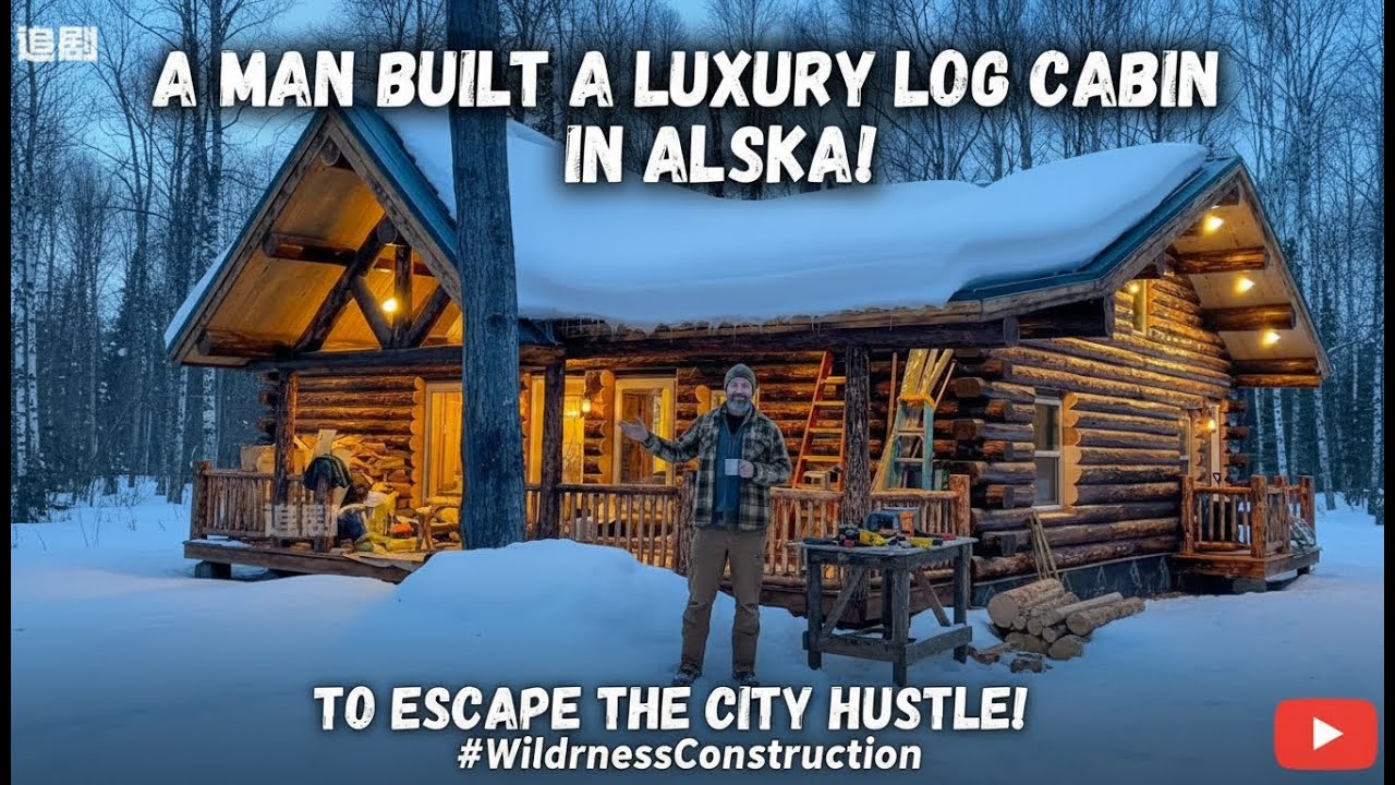 A man built a luxury log cabin in Alaska to escape the hustle and bustle of the city!