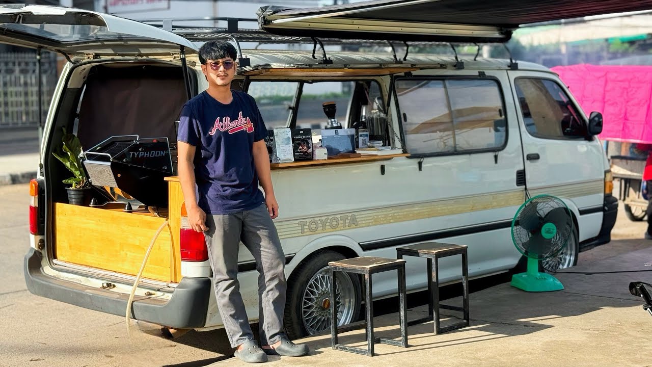 Cafe Vlog Mini Coffee Shop Passion Young Barista Dream Van Mobile Kopi Small Business Relax Mood 4K