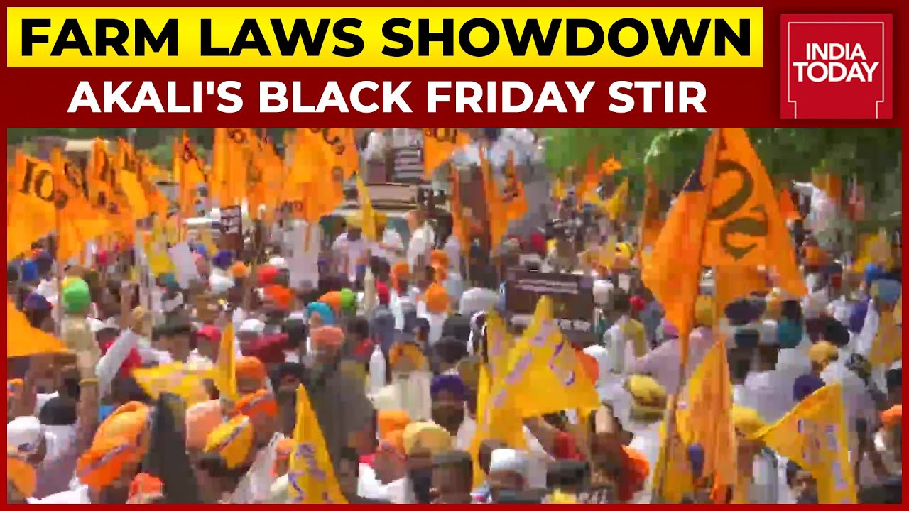 One Year Of Farm Laws: Akali Dal Workers Clash With Delhi Police During 'Black Friday' Protest March