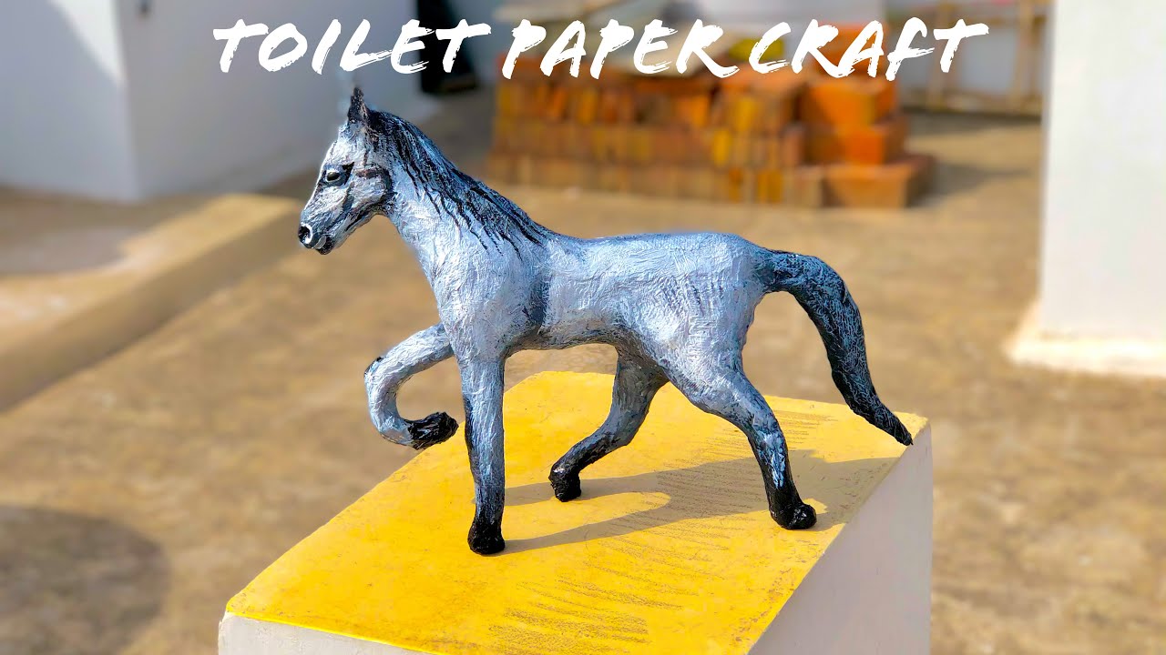 DIY  horse using silver foil and toilet paper  || animal craft ideas || home decor