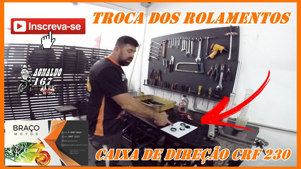 TROCAMOS O ROLAMENTO DA CAIXA DE DIREÇÃO DA CRF 230 | BRAÇO MOTOS