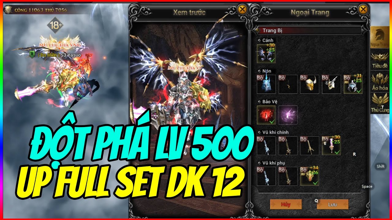 MU Lục Địa VNG: Đột Phá LV 500 Up Full Set DK Bậc 12 - Đeo Luôn Kiếm 12